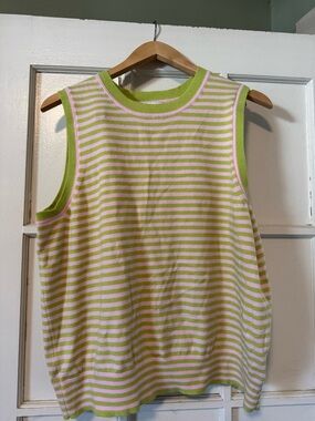 Striped Sleeveless Knit Top in Lime & Pink